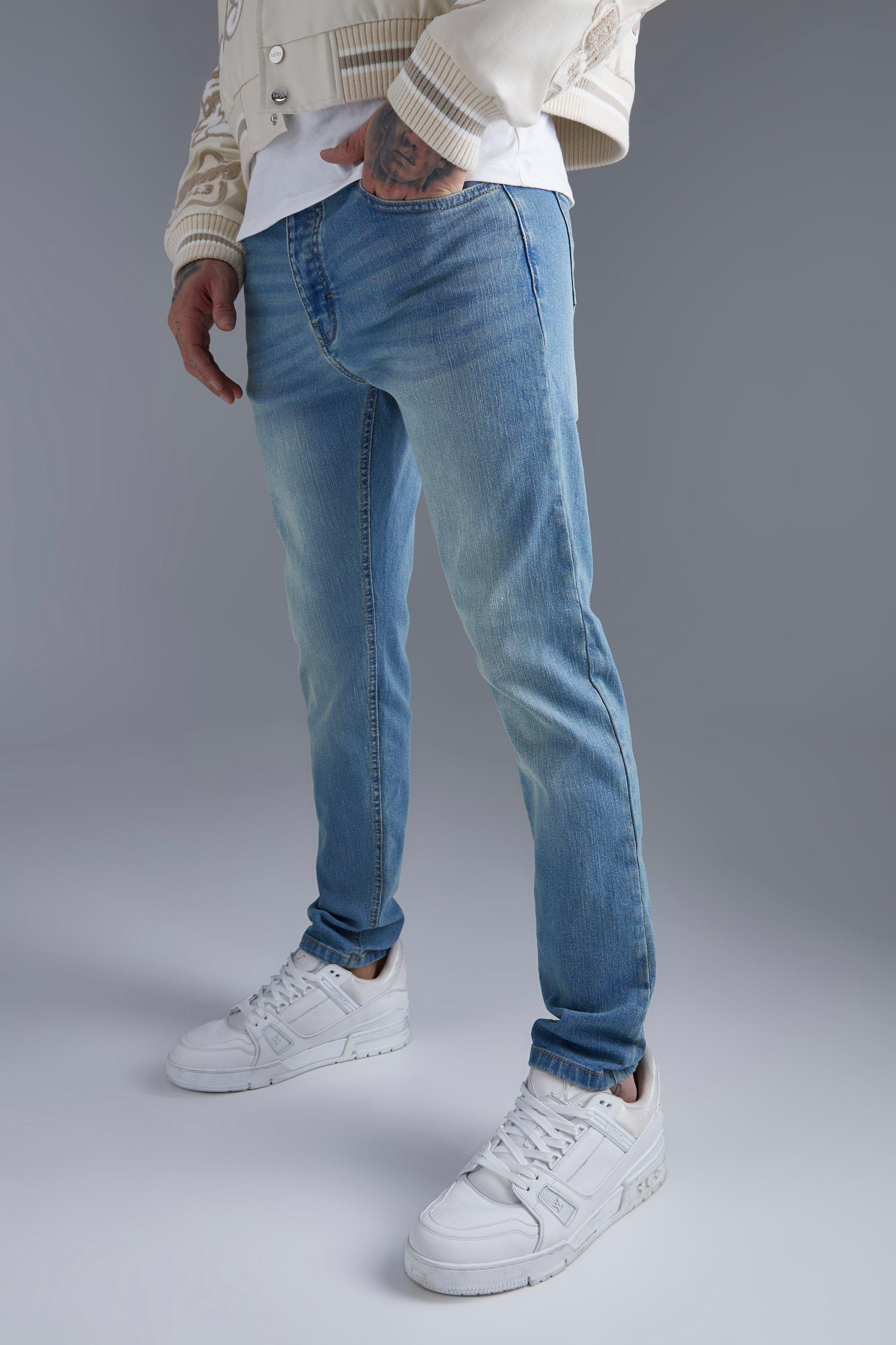 Mens Blue Skinny Stretch Jeans, Blue